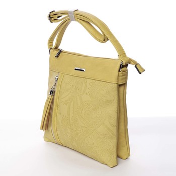 Originální a módní žlutá crossbody kabelka se vzorem - Silvia Rosa Vania 