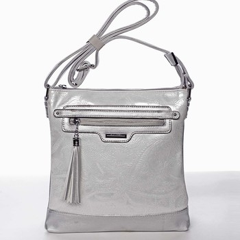 Módní dámská stříbrná crossbody kabelka se vzorem - Silvia Rosa Gillian 