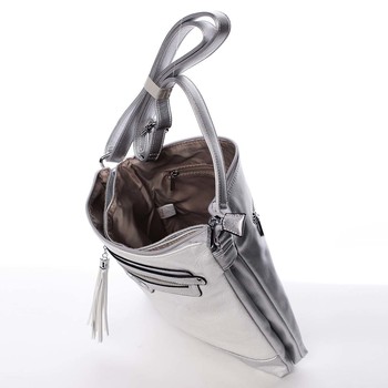 Módní dámská stříbrná crossbody kabelka se vzorem - Silvia Rosa Gillian 