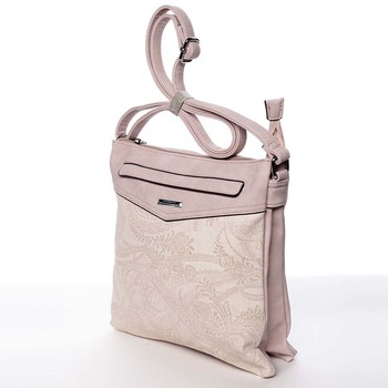 Stylová elegantní růžová crossbody kabelka se vzorem - Silvia Rosa Nicole 