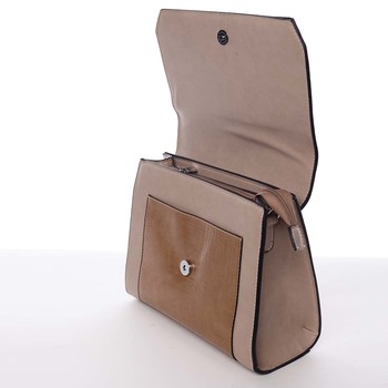 Elegantní pevná dámská crossbody kabelka taupe - Silvia Rosa Molly