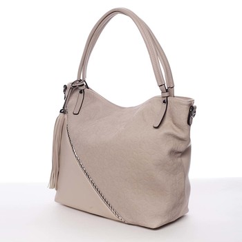 Velká dámská kabelka přes rameno světlá taupe - MARIA C Ewa