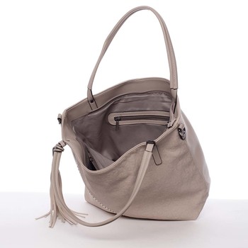 Velká dámská kabelka přes rameno světlá taupe - MARIA C Ewa