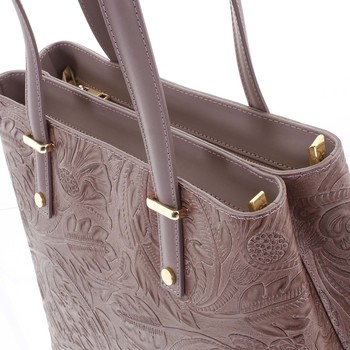 Exkluzivní dámská kožená kabelka tmavě růžová - ItalY Logistilla