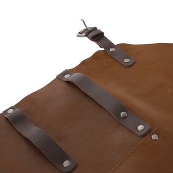 Kožená pánská grilovací zástěra hnědá - OLD WEST Master