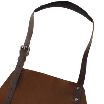 Kožená pánská grilovací zástěra hnědá - OLD WEST Master