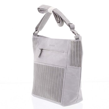 Střední trendy perforovaná crossbody kabelka světle šedá - Beagles Blessing