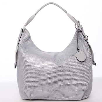 Letní perforovaná dámská kabelka přes rameno šedá - Maria C Nicol 