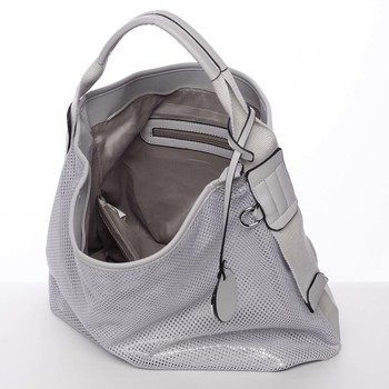 Letní perforovaná dámská kabelka přes rameno šedá - Maria C Nicol 