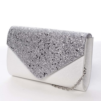 Elegantní dámské psaníčko s glitrem stříbrné - Michelle Moon Luisa