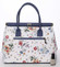 Módní originální dámská kožená kabelka do ruky květinová modrá - ItalY Hila