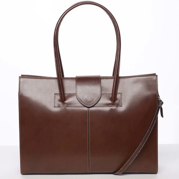 Elegantní a módní dámská kožená kabelka hnědá - ItalY Alison
