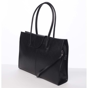 Elegantní a módní dámská kožená kabelka černá - ItalY Alison