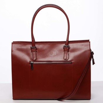 Moderní a elegantní dámská kožená kabelka červená - ItalY Madelia