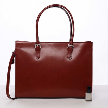 Moderní a elegantní dámská kožená kabelka červená - ItalY Madelia