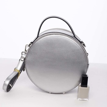 Malá stříbrná elegantní dámská kožená kabelka - ItalY Husna