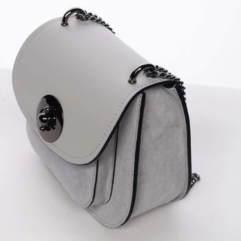Malá dámská kožená polobroušená kabelka šedá - ItalY Karishma