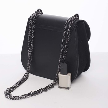 Malá dámská kožená polobroušená kabelka černá - ItalY Karishma