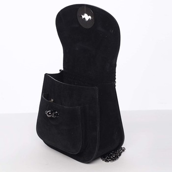 Malá dámská kožená polobroušená kabelka černá - ItalY Karishma
