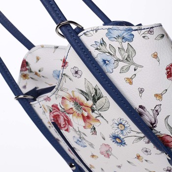 Dámská kožená kabelka batůžek květinová modrá - ItalY Larry