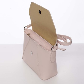 Růžová dámská kožená crossbody kabelka - ItalY Dunya 