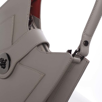 Luxusní dámská kožená kabelka šedá - ItalY Fatima