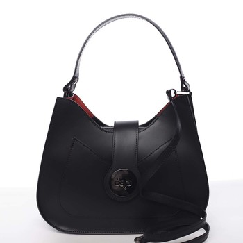 Luxusní dámská kožená kabelka černá - ItalY Fatima