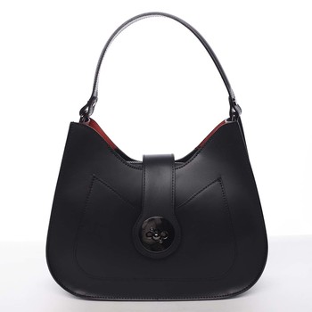 Luxusní dámská kožená kabelka černá - ItalY Fatima