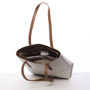 Moderní dámská kožená kabelka hnědo béžová - ItalY Adalicia