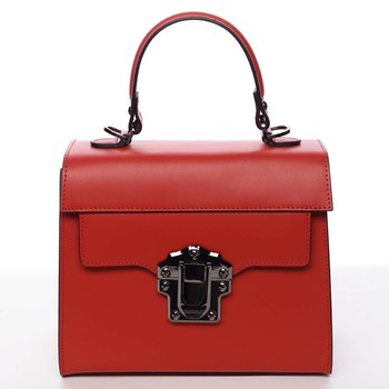 Exkluzivní módní dámská kožená kabelka červená - ItalY Bianka