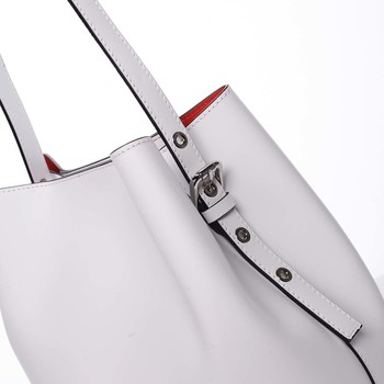 Dámská luxusní kožená kabelka bílá - ItalY Hania