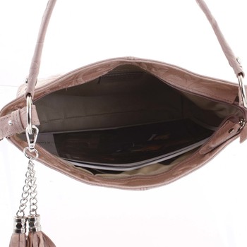 Dámská kožená kabelka přes rameno taupe - ItalY Heather
