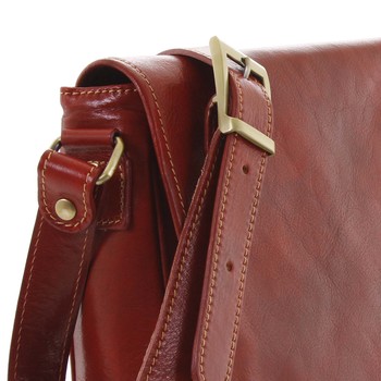 Větší pracovní kožená taška červená - ItalY Equado Achilles