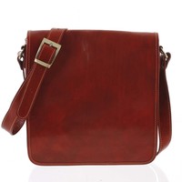 Pánská luxusní kožená taška přes rameno červená - ItalY Jamar