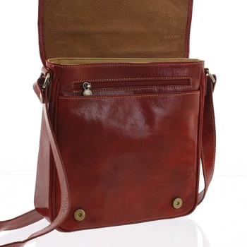 Pánská luxusní kožená taška přes rameno červená - ItalY Jamar