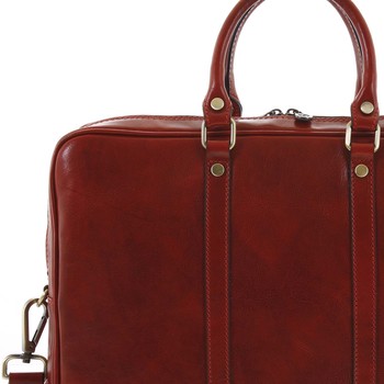 Kožená business taška červená - ItalY Paolo
