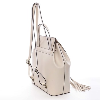 Luxusní dámský batoh světle béžový kožený - ItalY Adelpha