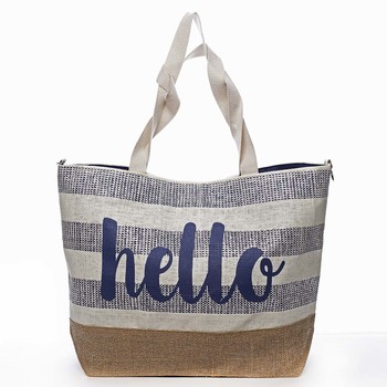 Modrá plážová taška s nápisem - Delami Hello
