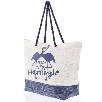 Originální plážová modro béžová taška - Delami Flamingo New