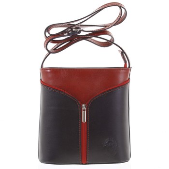 Dámská kožená crossbody kabelka černo červená - ItalY Hallie Dark
