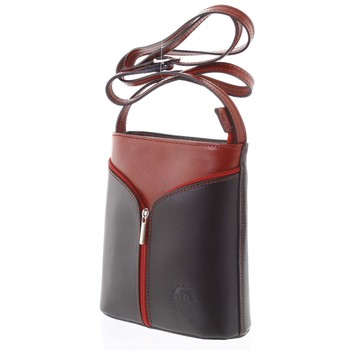 Dámská kožená crossbody kabelka černo červená - ItalY Hallie Dark