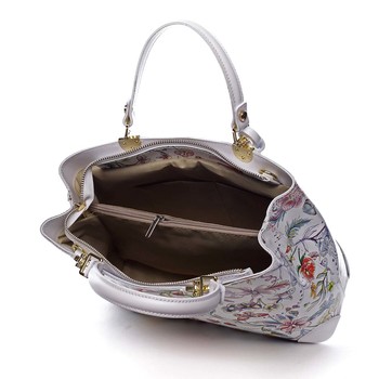 Originální dámská kožená kabelka květinová bílá - ItalY Mattie