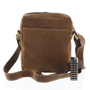 Pánská kožená crossbody taška taupe - WILD Abilio