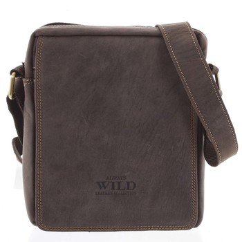 Pánská kožená crossbody taška tmavě hnědá - WILD Yander