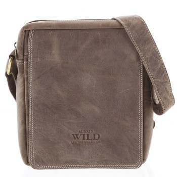 Pánská kožená crossbody taška taupe - WILD Yander