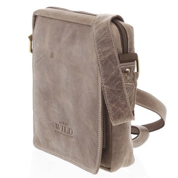 Pánská kožená crossbody taška taupe - WILD Yander