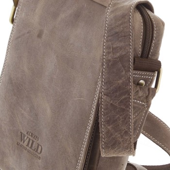 Pánská kožená crossbody taška taupe - WILD Yander