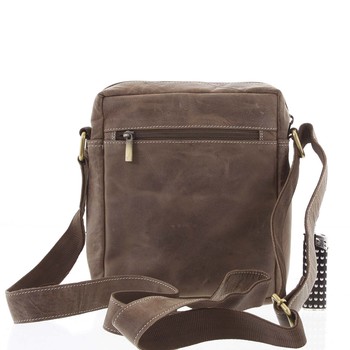 Pánská kožená crossbody taška taupe - WILD Yander