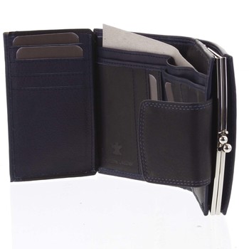 Luxusní dámská kožená peněženka modro černá - Bellugio Armi