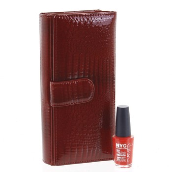 Luxusní obrovská dámská kožená peněženka červená - Ellini Fleur